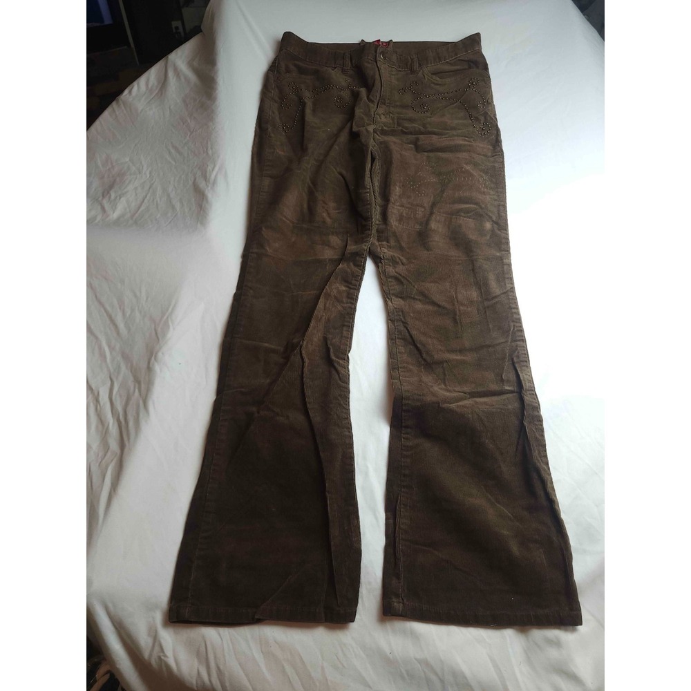 Chaps Denim Jeans Womens Size 12 Brown Corduroy Studded Bootcut Stretch Casual
